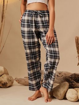 Clovia - Women Navy Blue Checks Pyjama
