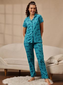 Clovia - Women Teal Printed Looney Tunes Nightsuit