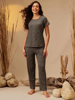 Clovia - Women Multi-Color Floral Top and Pyjama