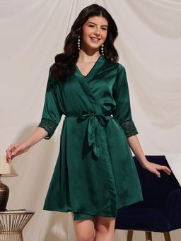 Clovia - Women Green Solid 5 Pcs Nightwear Set