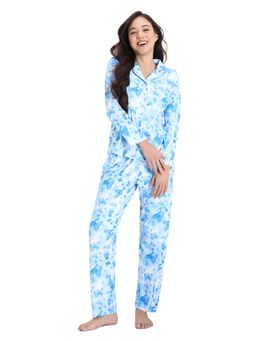 Zivame - Women Blue Printed Shirt & Pyjama