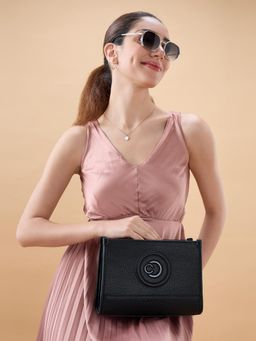 Caprese - Women Suite Black Medium Sling Bag with Detachable Strap