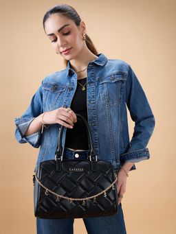 Caprese - Women Winter Black Satchel Bag with Detachable Strap