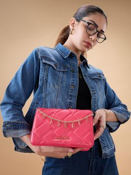 Caprese - Women Winter Pink Medium Sling Bag with Detachable Strap