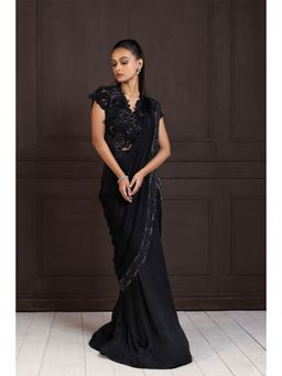SMRITI - Twilight Elegance Embellished Pre-Draped Saree with Stitched Blouse