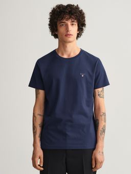 GANT - Men Navy Blue Solid Regular Fit T-Shirt