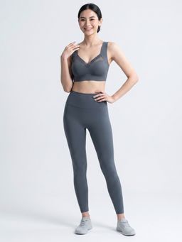BRACHY - Grey Full Coverage Bras for Women Comfy No Underwire Plus Size Bra High Impact V-Neck