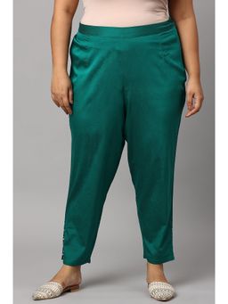 W - Green Solid Slim Pants