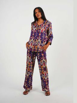 Azurina - Multi-Color Pure Cotton Printed Top and Pant