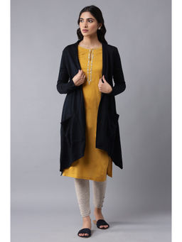 WISHFUL by W - Navy Blue Solid Cardigan