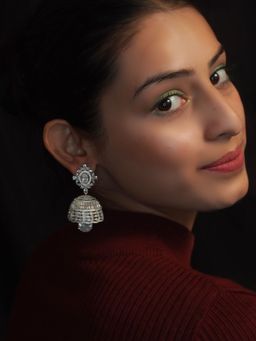Niscka - American Diamond Jhumka Earrings
