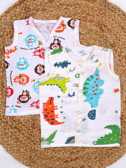 Moms Home - Baby Organic Cotton Muslin Jhabla (Pack of 2)