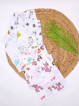 Moms Home - Baby Organic Cotton Muslin Jhabla (Pack of 5)