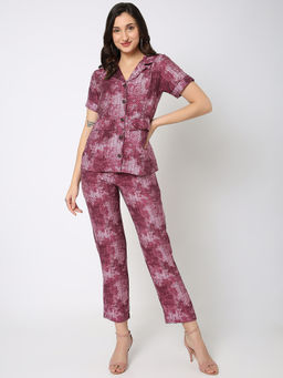 Not So Pink - Maroon Printed Blazer Style Co-Ord (Set of 2)