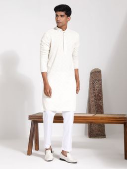 Vastramay - Mens Cream Rayon Kurta and Pyjama (Set of 2)