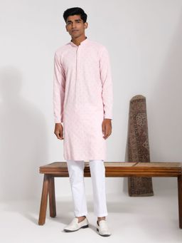Vastramay - Mens Pink Rayon Kurta and Pyjama (Set of 2)
