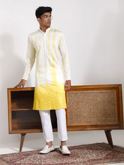 Vastramay - Mens Yellow Viscose Kurta and Pyjama (Set of 2)