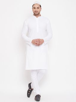 Vastramay - Mens White Cotton Kurta and Pyjama (Set of 2)