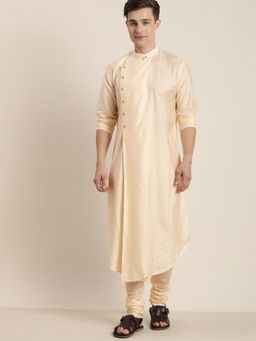 Vastramay - Mens Cream Viscose Blend Kurta and Pyjama (Set of 2)