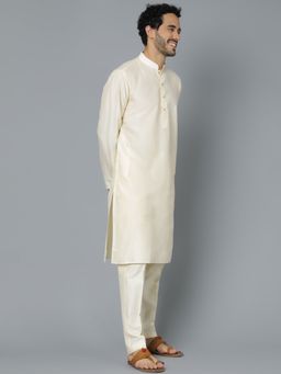 Vastramay - Mens Cream Viscose Kurta and Pyjama (Set of 2)