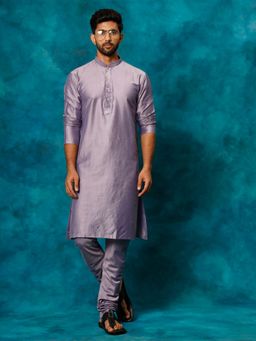 Vastramay - Mens Lavender Viscose Kurta and Pyjama (Set of 2)