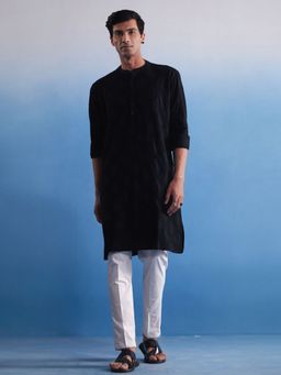 Vastramay - Mens Black Cotton Kurta and Pyjama (Set of 2)