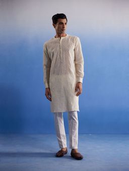 Vastramay - Mens Cream Cotton Kurta and Pyjama (Set of 2)