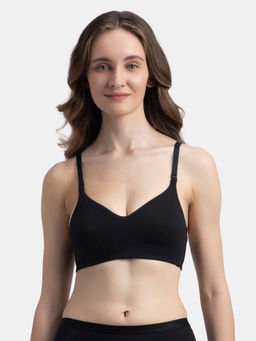 Jockey - FE93 Wire Free Non Padded Super Combed Cotton Elastane Everyday Bra - Black