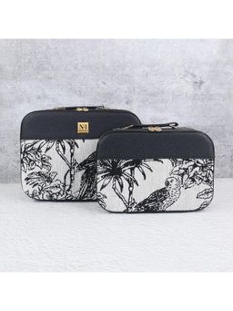 NFI Essentials - Printed Jewellery Bridal Makeup Vanity Boxes - Black (Pack of 2) (S/M)