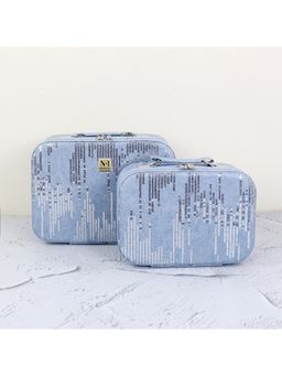 NFI Essentials - Printed Jewellery Bridal Makeup Vanity Boxes - Blue (Pack of 2) (S/M)