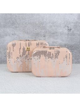 NFI Essentials - Printed Jewellery Bridal Makeup Vanity Boxes - Pink (Pack of 2) (S/M)