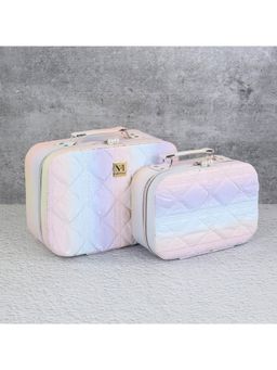 NFI Essentials - Printed Jewellery Bridal Makeup Vanity Boxes - Purple (S/M) (Pack of 2)