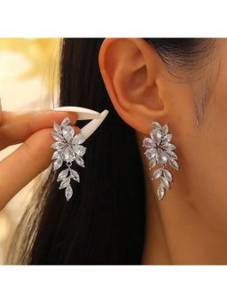 ESTAILO FASHION - White Sterling Blossom Tiers Earrings for Women
