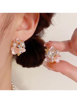 ESTAILO FASHION - Pink Luminous Orchid Halo Earrings for women