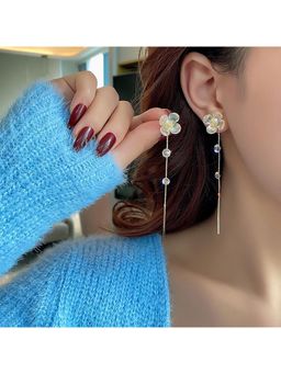 ESTAILO FASHION - White Moonlit Crystal Tassel Earrings for women