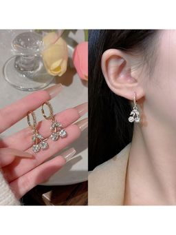 ESTAILO FASHION - White Gilded Cherry Drop Earrings for women