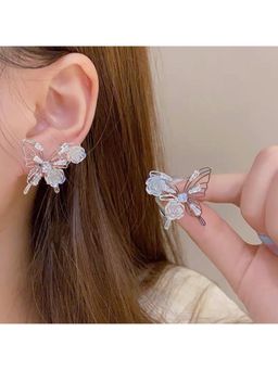 ESTAILO FASHION - White Bling Blossom Butterfly Earrings for women
