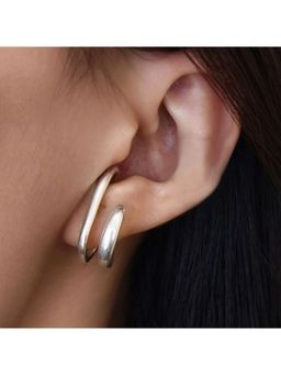 ESTAILO FASHION - Silver Spiral Huggie Earcuff Earrings for women
