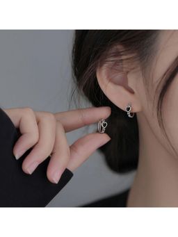 ESTAILO FASHION - Silver Noir Amour Huggie Earrings for women