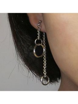 ESTAILO FASHION - Silver Kinetic Hoop Chains Earrings for Women