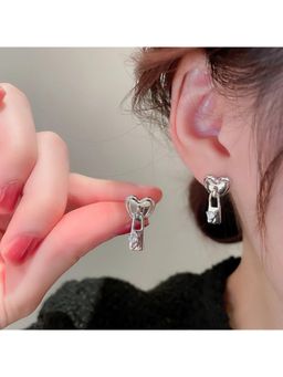 ESTAILO FASHION - White Locked In Hearts Drop Earrings for women