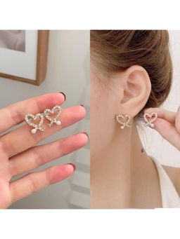 ESTAILO FASHION - White K-Style Bling Hearts Earrings for Women