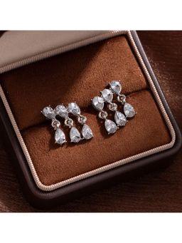 ESTAILO FASHION - White Sleek Prism Climbers Earrings for Women