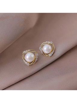 ESTAILO FASHION - White Empress Pearl Studs Earrings for Women