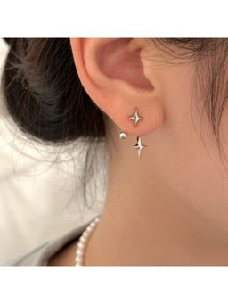 ESTAILO FASHION - Silver Sleek Zenith Star Earrings for women