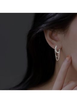 ESTAILO FASHION - Silver Sleek Drape Huggie Earrings for women