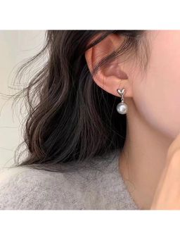ESTAILO FASHION - Silver Lunar Heart Drop Earrings for women