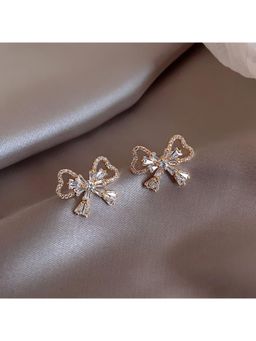 ESTAILO FASHION - White Pavac Ribbon Studs Earrings