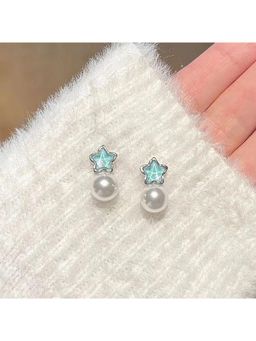 ESTAILO FASHION - Blue Imperial Star Pearls Drop Earrings