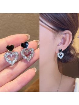 ESTAILO FASHION - Black Shadow-Glow Heart Dangles Earrings